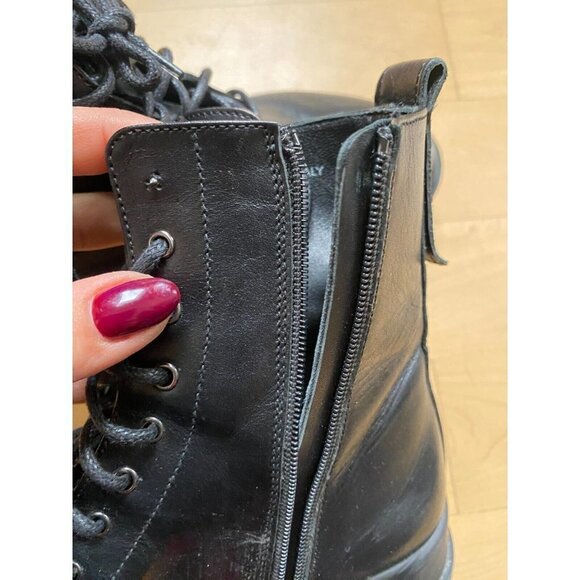 La Canadienne combat boot "Brendan" black leather lace up lug sole sz 35 - Picture 5 of 9